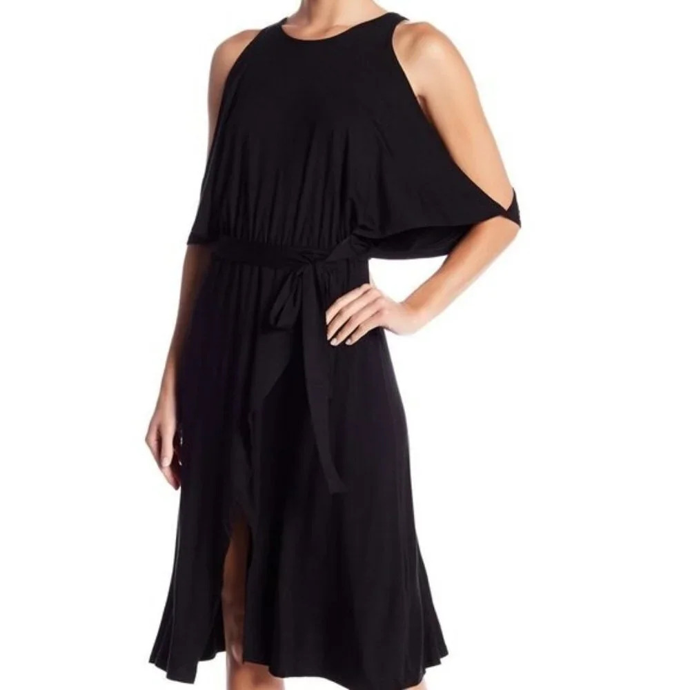 Splendid black cold shoulder wrap dress‎ NWT